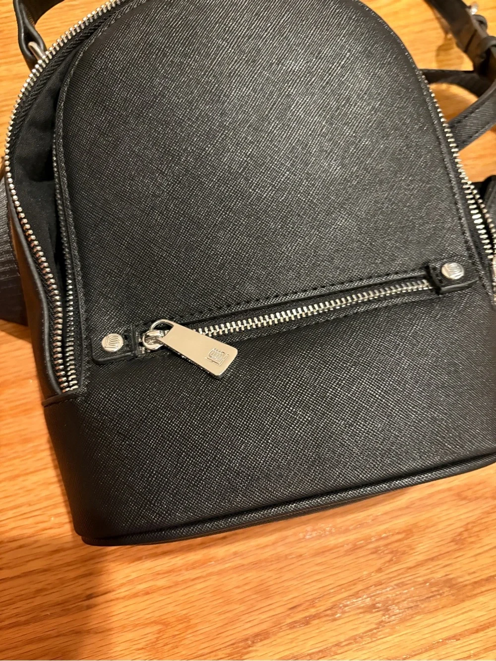 Black Mini Crossbody Backpack with Card Holder